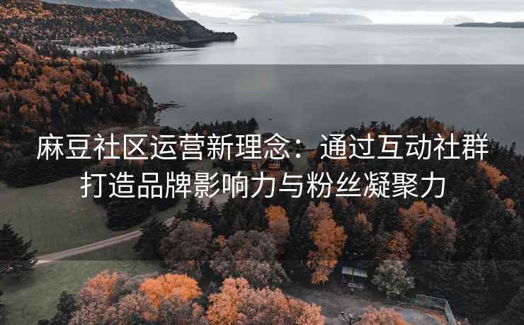 麻豆社区运营新理念：通过互动社群打造品牌影响力与粉丝凝聚力