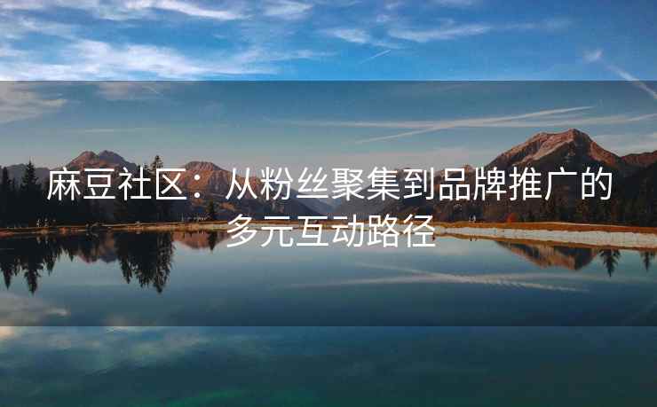 麻豆社区：从粉丝聚集到品牌推广的多元互动路径