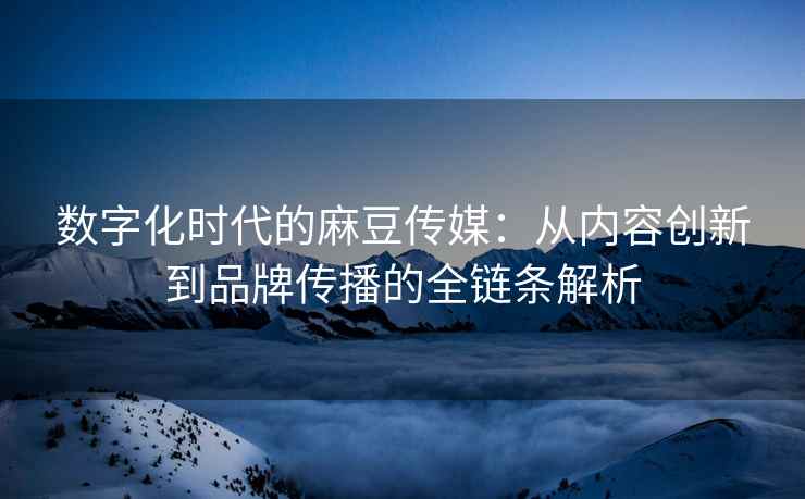 数字化时代的麻豆传媒：从内容创新到品牌传播的全链条解析
